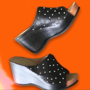 Italina Black Comfort Embellished Platform Wedge/ NWOT